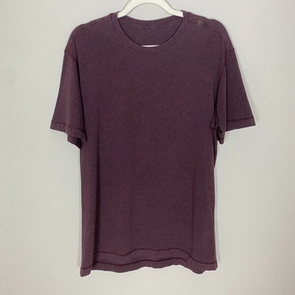 Lululemon Mens T Shirt Burgundy Active Gym Workout - Picture 1 of 5